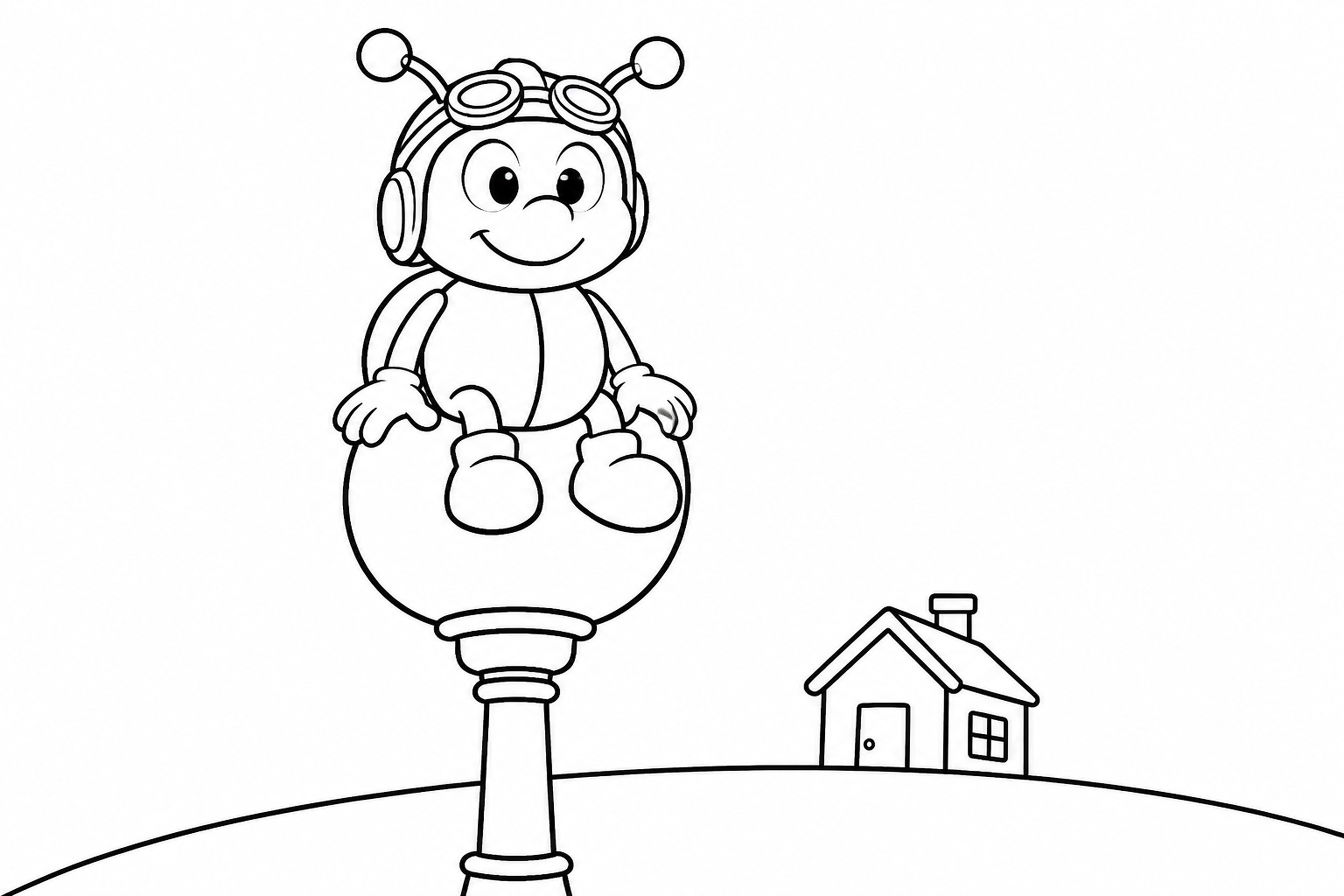 Billy Bob the Beetle Bug coloring page, sitting on a street lamp